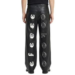 <span class=keywords><strong>Pantaloni</strong></span> Oversize da <span class=keywords><strong>Uomo</strong></span> con Logo Ricamato Personalizzato OEM, Gamba Dritta, Gamba Larga, <span class=keywords><strong>Pantaloni</strong></span> Baggy in Finta Pelle PU per <span class=keywords><strong>Uomo</strong></span> - Product Image 1