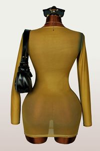 Y4083 Nouvelle <span class=keywords><strong>Robe</strong></span> <span class=keywords><strong>Courte</strong></span> Tendance Imprimée en Maille Transparente <span class=keywords><strong>Moulante</strong></span> Sexy à Manches Longues Couvrant les Hanches, Vêtement Polyvalent pour Femme - Product Image 6