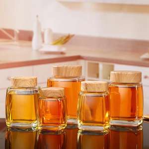 En stock, mini pot en verre carré de haute qualité pour <span class=keywords><strong>miel</strong></span>, cornichons, confiture, avec couvercle en bois, 50 ml, 100 ml, 180 ml, 280 ml, 360 ml, 500 ml, 750 ml - Product Image 4