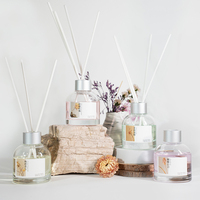 Diffuseur de parfum personnalisé à étiquette privée, 70 ml, sans paraben, sans alcool, écologique, avec bâtonnets, senteurs Rose, Lys, Jasmin, Orange, en bouteille de verre