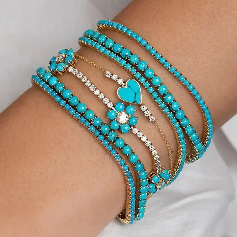 Bracelet classique Simple turquoise de Tennis, bijoux tendance, 3mm, pour femmes, à la mode, 2022