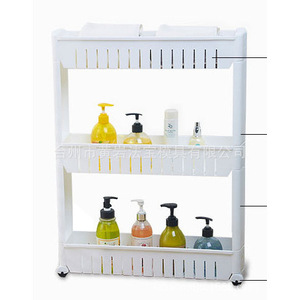 <b>Plastic</b> Storage Rack With <b>Wheels</b> Multi Layer Bathroom Kitchen Organizer Standing Type PP Material Easy To Move - Product Image 1