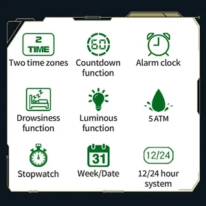 Reloj deportivo SANDA 2198 para hombre, correa de nailon, pantalla digital LED, alarma multifuncional y cuenta regresiva, reloj de pulsera resistente al agua - Product Image 3