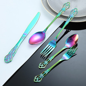 Ensemble de couverts en acier inoxydable Vintage <span class=keywords><strong>Palace</strong></span> Couverts gaufrés 4 pièces Western Vaisselle Couteau à steak Fourchette Cuillère - Product Image 5