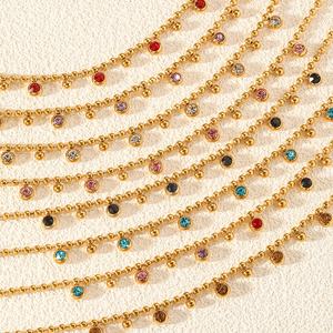 Sıcak satış özelleştirilebilir zirkon kolye altın kaplama paslanmaz çelik su geçirmez kolye fabrika toptan altın boncuk kolye - Product Image 2