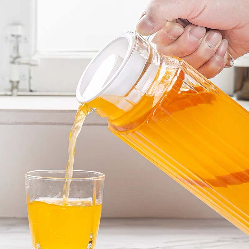 Glass drinking water jug with cups glass drinking set