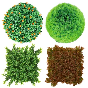 25 x25 Artificial Boxwood Topiary Hedge Wall Panels PE Material Grass Type Decorative ball Boxwood Topiary Wall