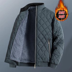 Inverno masculino coreano Slim-fit cor sólida Stand gola lazer mais velo espessado casaco quente mais algodão casaco quente