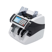 JIENUO Heavy-Duty 2 CIS Compteur de billets de banque multi-devises à chargement par le haut 1500 pièces/vitesse minimale 500 pièces capacité de trémie universelle