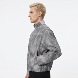 Blouson court décontracté vintage tie-dye vieilli à col montant et fermeture éclair sur le devant pour homme – Collection automne (vente en gros) - Product Image 4