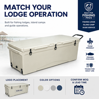 Glacière isotherme moderne en LLDPE rotomoulé de 240 L pour la protection des aliments et des canettes lors de la manutention répétée et du chargement sur plateforme.