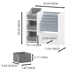 Étagère à livres pour enfants à 4 niveaux avec 3 tiroirs en tissu, organisateur <span class=keywords><strong>de</strong></span> rangement multifonctionnel pour jouets pour enfants, chambre d'enfant et crèche - Product Image 2