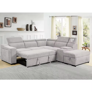 नए डिजाइन के हॉट सेलिंग सोफा फर्नीचर फास्ट चार्जर कप होल्डर कार्यात्मक सोफा सेट में बिस्तर और स्टोरेज लिविंग रूम सोफा है - Product Image 2