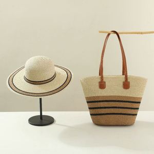 Wholesale Unisex Beach <b>Hat</b> and Paper <b>Bag</b> Set Summer Sun Protection Travel Casual Fashion Tote Shoulder <b>Bag</b> - Product Image 5