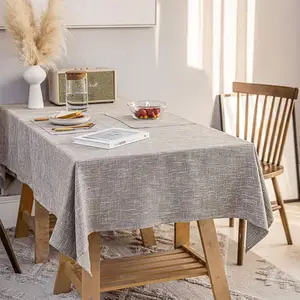 Waterproof Cotton Linen Tablecloths Rectangle Dining Table Cloth Indoor & Outdoor Table Cover for Party