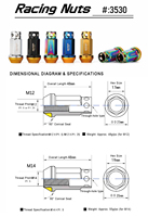 M12X1.5 M12X1.25 M14X1.5 Écrou de roue en acier forgé Tuner Lug Nuts Anti Theft Auto Parts Zingué Léger MANGU