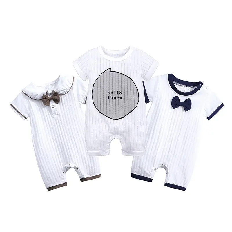 Boys Baby Clothes Fashion New Design Gentleman Cotton Short Sleeve Bodysuit Clothes Kids Newborn Toddler Baby Boy Romper 0-3 Months Summer Unisex