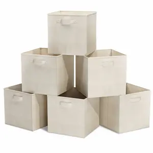 Klassischer Schrank Organizer-Stoff Aufbewahrung skorb Würfel Behälter-6 Beige Cubicals Container Schubladen