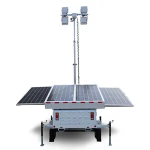 Traileruntuk lampu pengawasan tenaga surya portabel mobil luar ruangan tidak bising Menara Pengawasan cahaya dan pengawasan