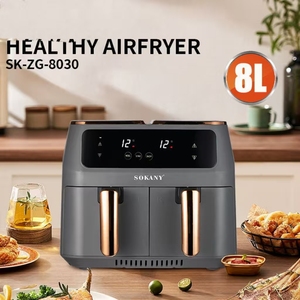 6 Litres Nouveau Type Portable Grande Capacité Cuisine Familiale <span class=keywords><strong>Double</strong></span> Chambre <span class=keywords><strong>Friteuse</strong></span> à Air Accessoires Doublures Papier <span class=keywords><strong>Friteuse</strong></span> à Air Numérique - Product Image 2