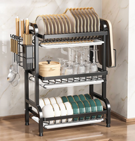 Étagère de cuisine transfrontalière en métal, moderne et minimaliste, non pliable, à plusieurs niveaux, avec fonction d'égouttage pour bols et assiettes