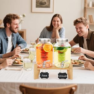 <span class=keywords><strong>Dispensador</strong></span> <span class=keywords><strong>de</strong></span> Bebidas <span class=keywords><strong>de</strong></span> <span class=keywords><strong>Vidrio</strong></span> 4L2 con Soporte <span class=keywords><strong>de</strong></span> Bambú y Grifo Desmontable para Uso en Despensa, Fiestas, <span class=keywords><strong>Agua</strong></span>, Jugo, Té Casero - Product Image 6