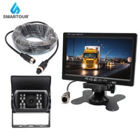 Monitor de Coche Smartour de 7 Pulgadas LCD HD, Cámara de Visión Trasera, Resistente al Agua, para Camiones, con Visión Nocturna LED, 12-24V, de Escritorio