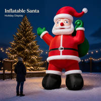 Père Noël gonflable géant éclairé avec sac de cadeaux, décoration de Noël gonflable pour extérieur, jardin, pelouse, exposition de vacances