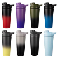 Bouteille de sport isotherme en acier inoxydable avec logo personnalisé, anti-fuite, pour shaker de protéines et pré-entraînement