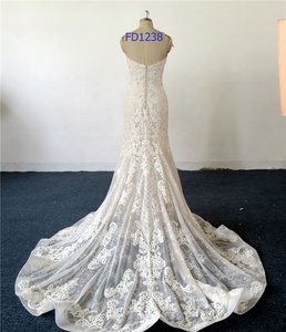 Abito da donna su misura sirena/tromba con scollo a V Sexy elegante abito da sposa abito da sposa - Product Image 3