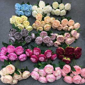 Fabricants vente directe 5 têtes bouquets fleurs <span class=keywords><strong>de</strong></span> <span class=keywords><strong>pivoine</strong></span> en soie artificielle pour mariage <span class=keywords><strong>mariée</strong></span> décor à la maison - Product Image 1