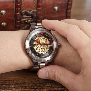 Relojes de Lujo para Hombre, Envío Rápido, Relojes de Pulsera Deportivos Mecánicos Automáticos con Esqueleto, Simulación de Madera de Bambú - Product Image 3