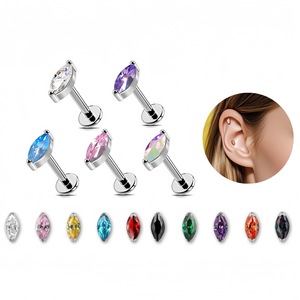 Pendientes de Titanio con Zirconia en Forma de Gota, Engaste de Puntas, Joyería para Uso Diario - Product Image 1