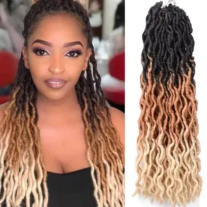 Grote Voorraad Faux Locs Gehaakte Vlecht 18Inch 18 Strengen 75G Krullend Synthetisch Vlechthaar Voor Vrouwen Meisjes Pruik Verlenging Kerst