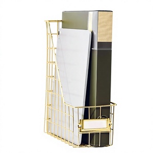Metal Wire Basket Black Storage <b>Document</b> Magazine Organizer File Holder Handmade Magazine Rack Desktop Bookshelf Standing Modern - Product Image 1