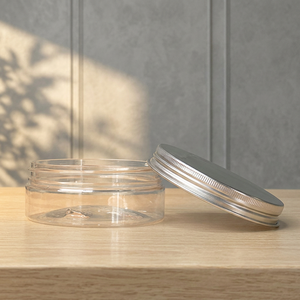 Wholesale Clear & Amber PET Plastic Cosmetic <b>Jars</b> with Aluminum/Plastic Lids 50g-1000g Wide Mouth Skincare Packaging Pots - Product Image 5