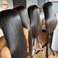 Perruque de cheveux humains bruts vietnamiens 15A SDD, qualité salon, ultra-lisse, sans colle, avec dentelle frontale HD, pré-épilée, 40 pouces de long