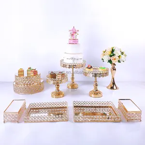 High Quality Metallic Crystal Dessert Cake Stand Tools for Weddings and Parties Stock Promotion Home Decor Props