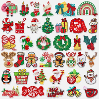 Patchs brodés à motifs de dessins animés : Flocon de neige, Père Noël, Canne de Noël, Bonhomme en pain d'épices, Joyeux Noël, à coudre ou thermocollants