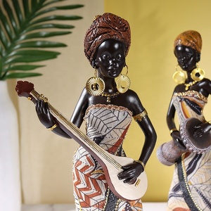 Estatua Africana Vintage, Escultura Hecha a Mano, Figuritas Afroamericanas, Dama Tribal Exótica, Obra de Arte Africana para Decoración del Hogar - Product Image 2