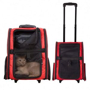 Free Sample In Stock Pet Rolling Carrier Dog <b>Backpack</b> with <b>Wheels</b> Cats Puppies Travel Bag with <b>Wheels</b> Dog Trolley Airline - Product Image 1