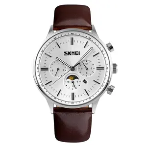 Skmei 9117 个性化手表 genuino cuero relojes de los hombres 模拟手表