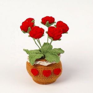 <span class=keywords><strong>Tulipani</strong></span> e Rose Artificiali all'Uncinetto Fatti a Mano in Lana, Decorazione per Auto, Scrivania, Casa, Laurea, Festa della Mamma - Product Image 4