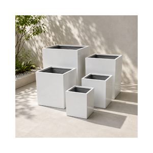 Minimalist <b>Square</b> Fiberglass Planter For Home Garden Patio Office Decorative Large Flower <b>Pot</b> Factory Price Wholesale Supplier - Product Image 1
