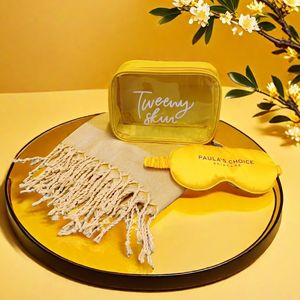 Amarillo 22 pulgadas malla playa Oxford bolsa de mano conjunto cosmético impermeable Pvc bolsa verano playa y boda comestibles bolsas de lona - Product Image 1