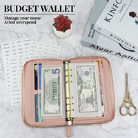 A6 grande capacité en cuir fermeture éclair portefeuille couverture rigide en espèces épargne budget livre fermeture éclair organisateur pour espèces passeport articles financiers