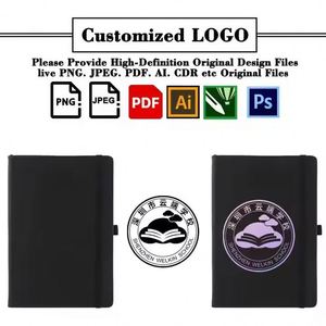 Wholesale A5 Hardcover Notebook Thermal Binding Hard <b>Leather</b> Strap Elastic Belt Custom Printed LOGO Office Notepad <b>Diary</b> Stock - Product Image 2