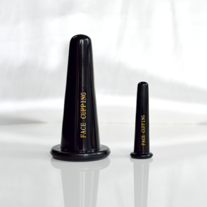 2件面部拔罐疗法套装硅胶防脂肪组织面部拔罐按摩器除皱黑色硅胶拔罐 - Product Image 1