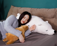 Peluche lestée en peluche couchée OEM pour le soulagement de l'anxiété, peluche ours blanc doux couché, coussins