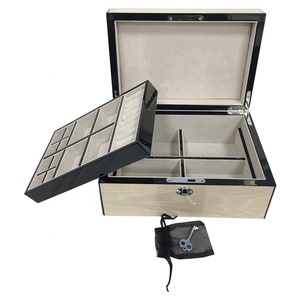 High Gloss Lacquered Lockable Wooden Jewelry Box Organizer, Large Jewelries Storage Holder With Key -One Drawer - Best Gifts